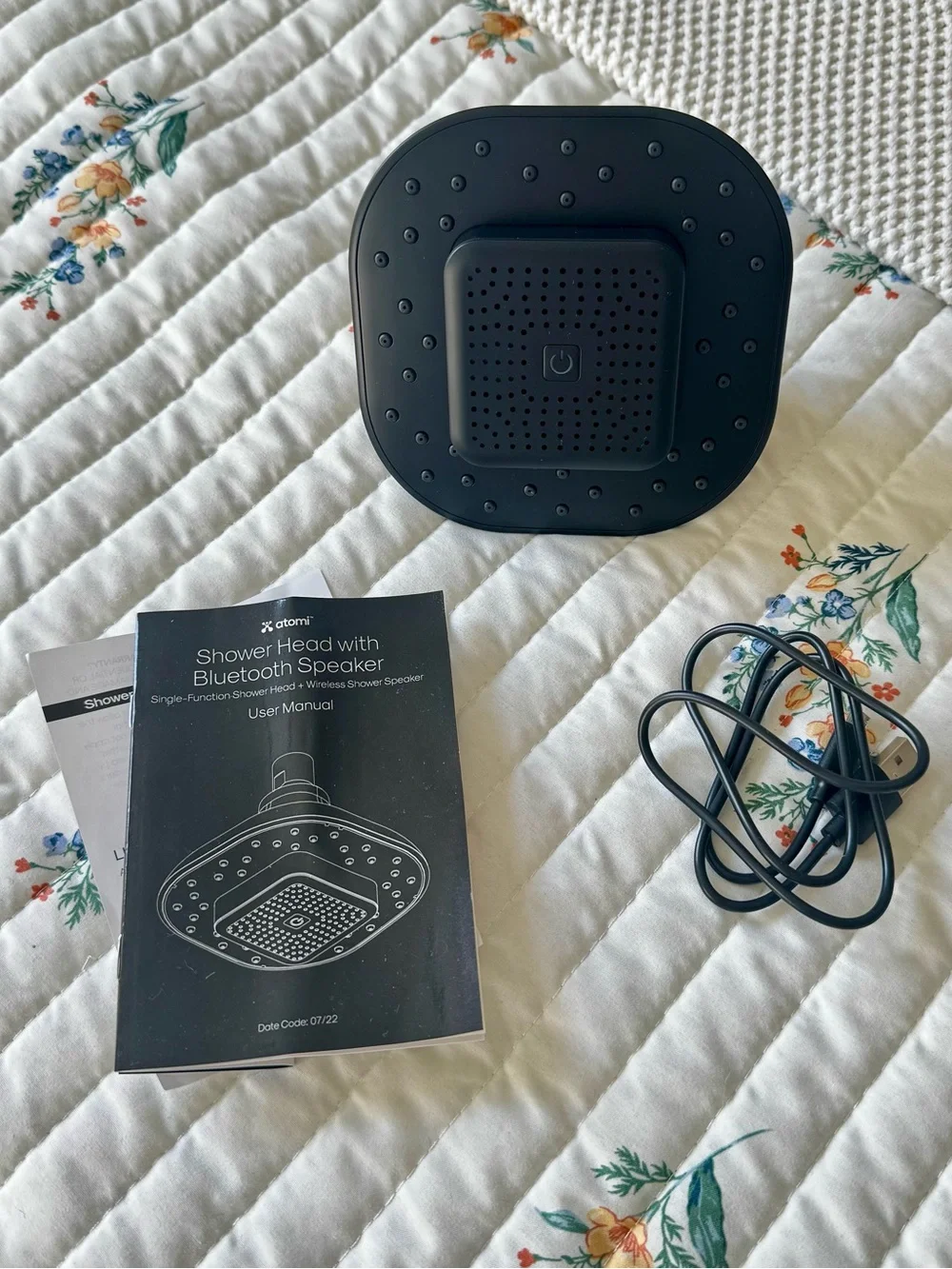 New Atomi Smart Rain Shower Head w/ Detachable Magnetic Bluetooth Speaker, Black